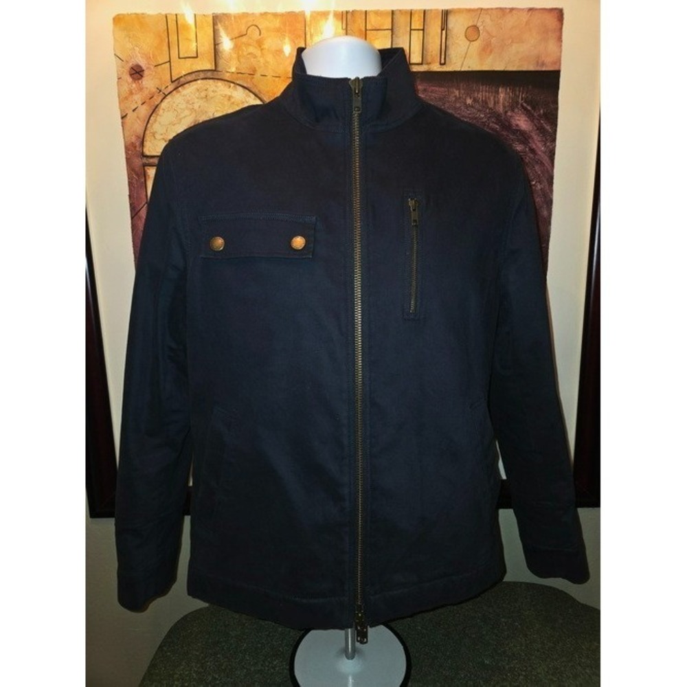Sz M Mens Rodd & Gunn‎ Navy Heavy Cotton Full Zip Utility Work Coat Jacket VGUC!